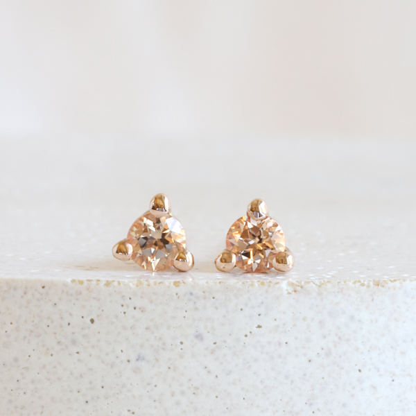 2.5 mm Peach Sapphire Martini Studs in Rose Gol