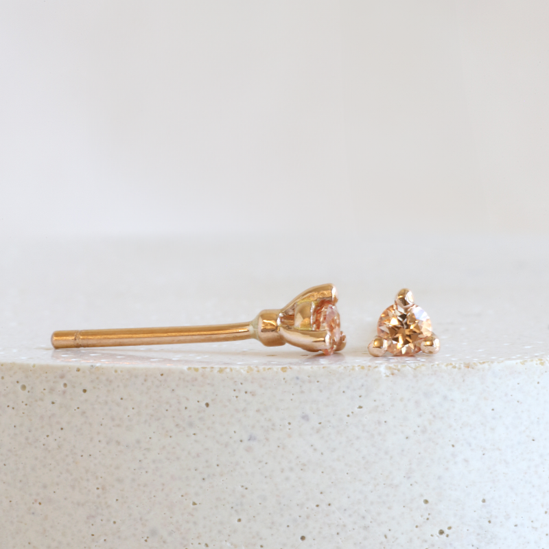 2.5 mm Peach Sapphire Martini Studs in Rose Gold