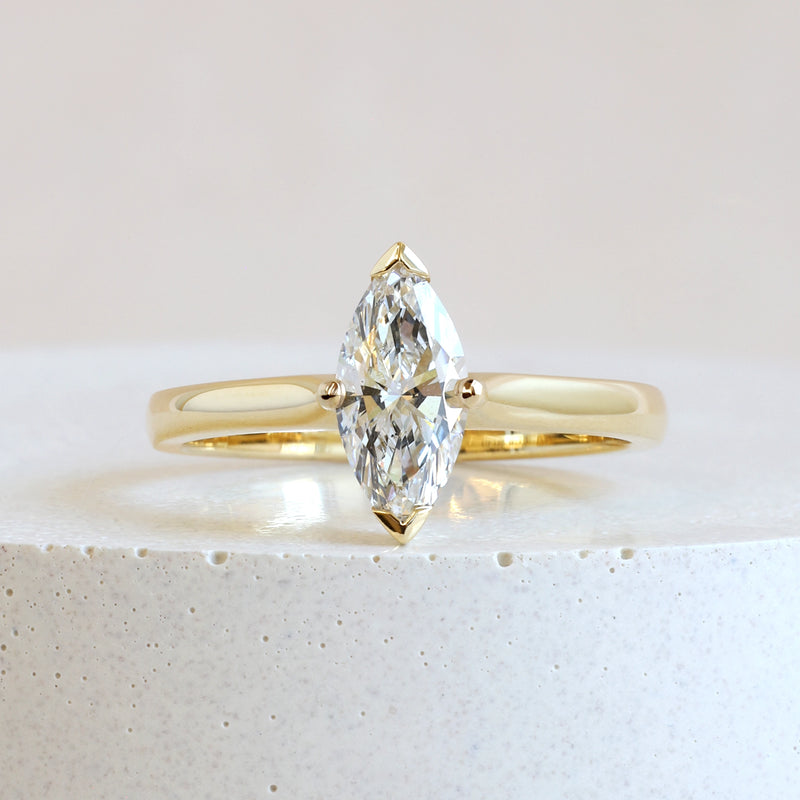 0.70 ct G VS1 Marquise Love Note in Yellow Gold
