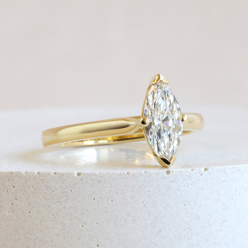 0.70 ct G VS1 Marquise Love Note in Yellow Gold
