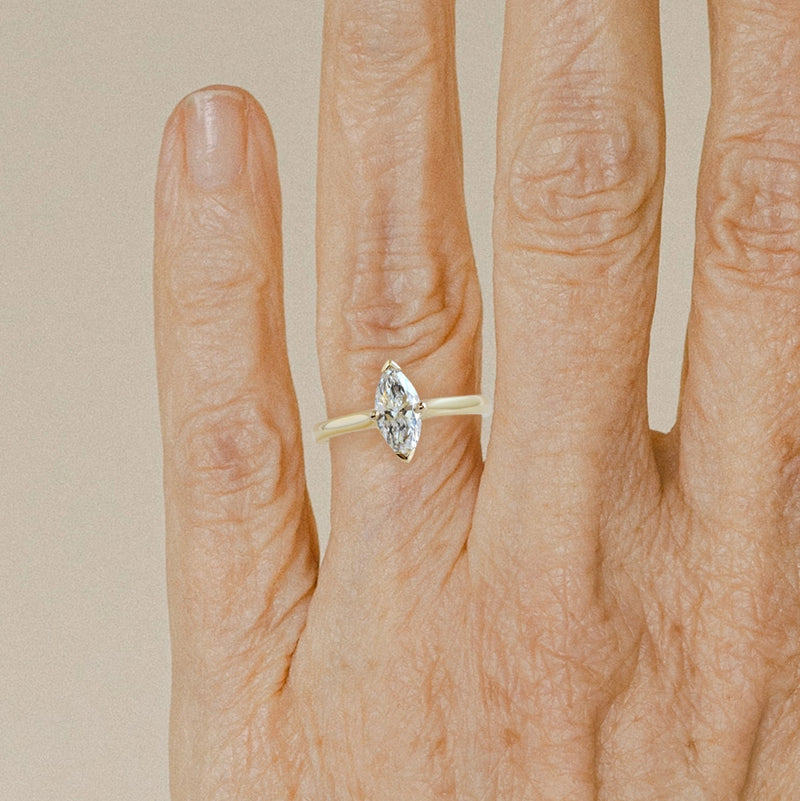 0.70 ct G VS1 Marquise Love Note in Yellow Gold