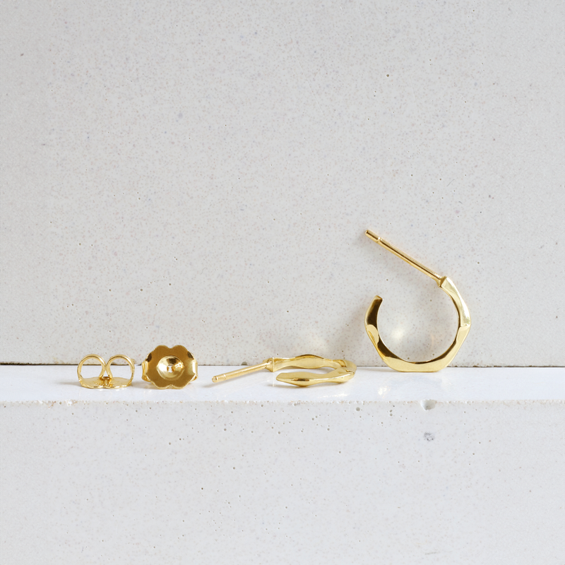 Mini Ripple Hoops in Yellow Gold