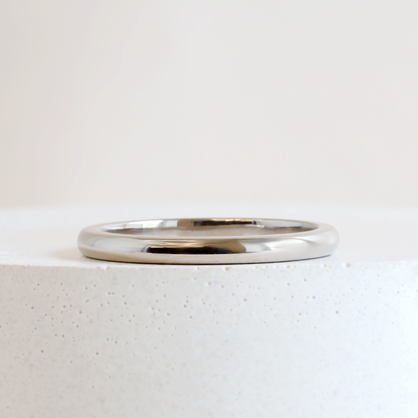2 mm Low Dome Band in White Gold
