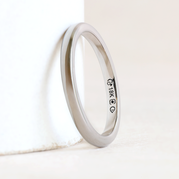 2 mm Low Dome Band in White Gold