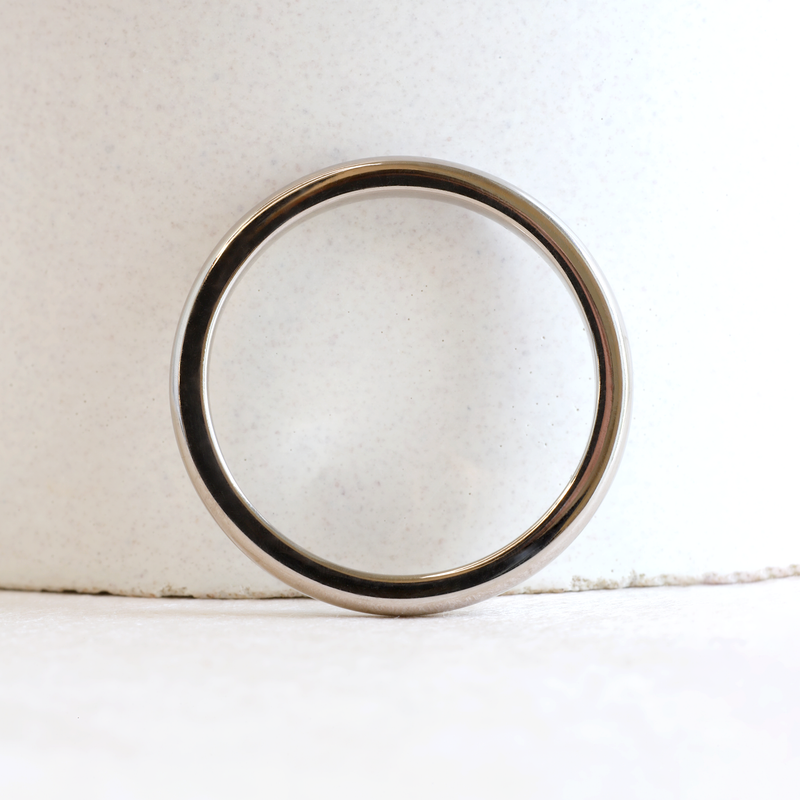 2 mm Low Dome Band in White Gold