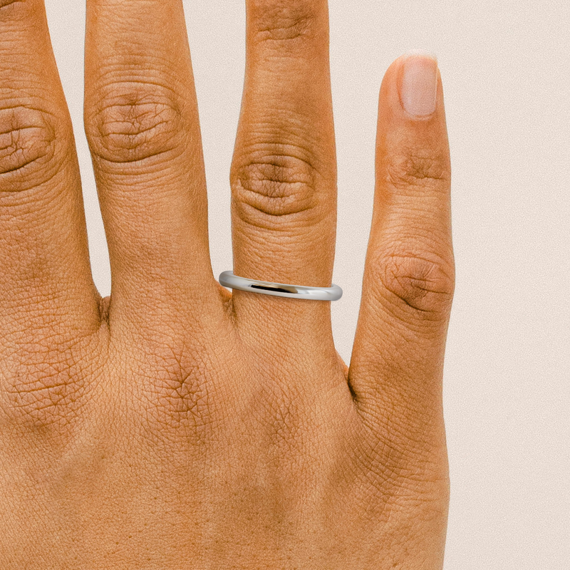 2 mm Low Dome Band in White Gold
