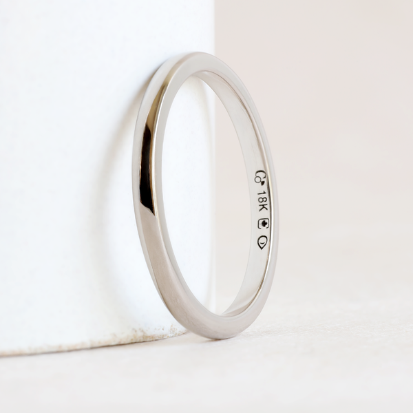 2 mm Low Dome Band Size 8 in White Gold