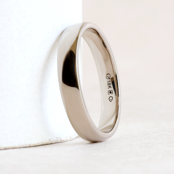 4 mm Low Dome Band in White Gold