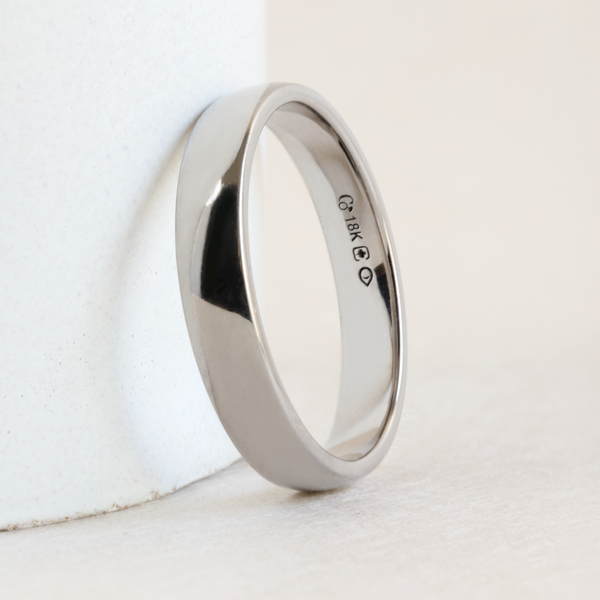 4 mm Low Dome Band Size 10.25 in White Gold