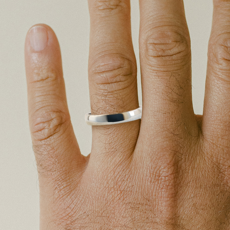 4 mm Low Dome Band Size 10.25 in White Gold