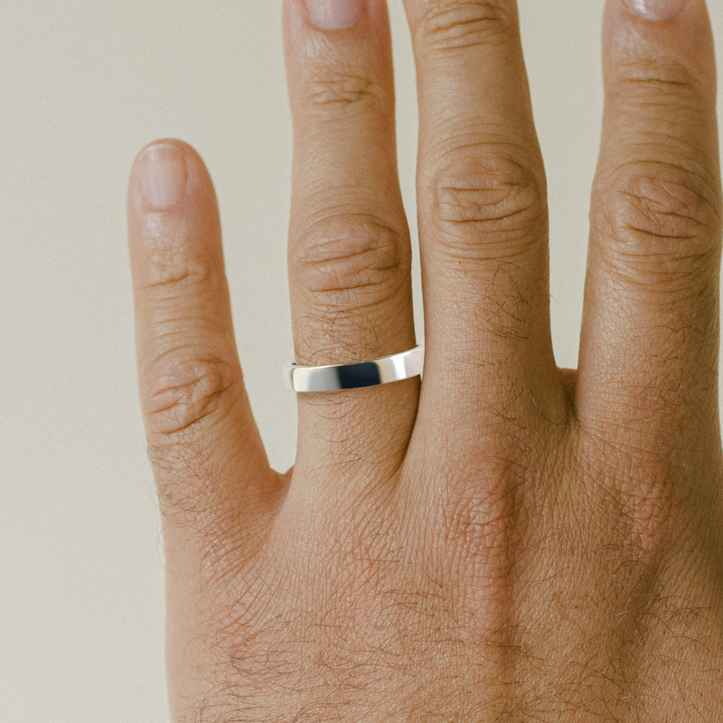 4 mm Low Dome Band Size 10.25 in White Gold