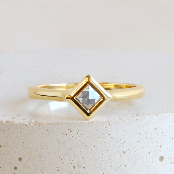0.22 ct Diamond Pyramid Avery Bezel Solitaire in Yellow Gold