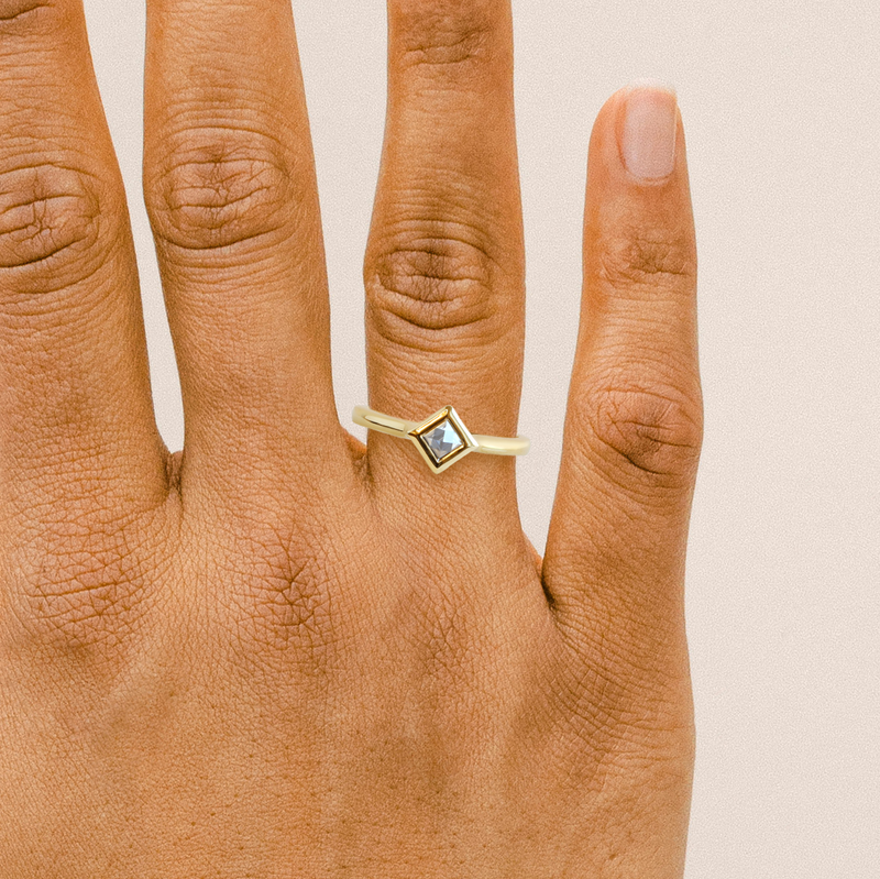 0.22 ct Diamond Pyramid Avery Bezel Solitaire in Yellow Gold