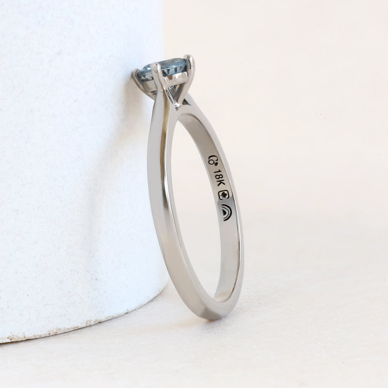 0.39 ct Steel Grey Spinel Contemporary Love Note in White Gold