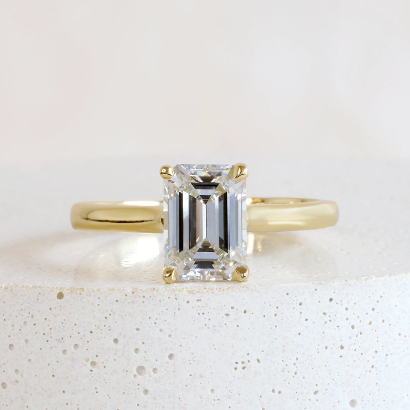 1.50 ct G SI1 Emerald-cut Lab Diamond Traditional Love Note Solitaire in Yellow Gold