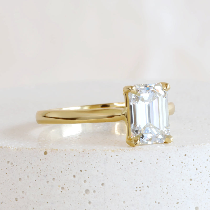 1.50 ct G SI1 Emerald-cut Lab Diamond Traditional Love Note Solitaire in Yellow Gold