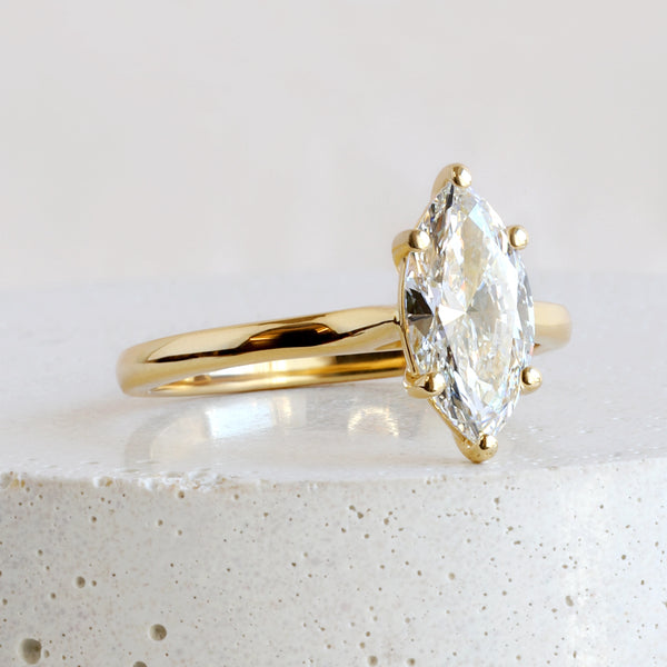 1.28 ct F VS1 Six Prong Marquise Traditional Love Note Solitaire in Yellow Gold