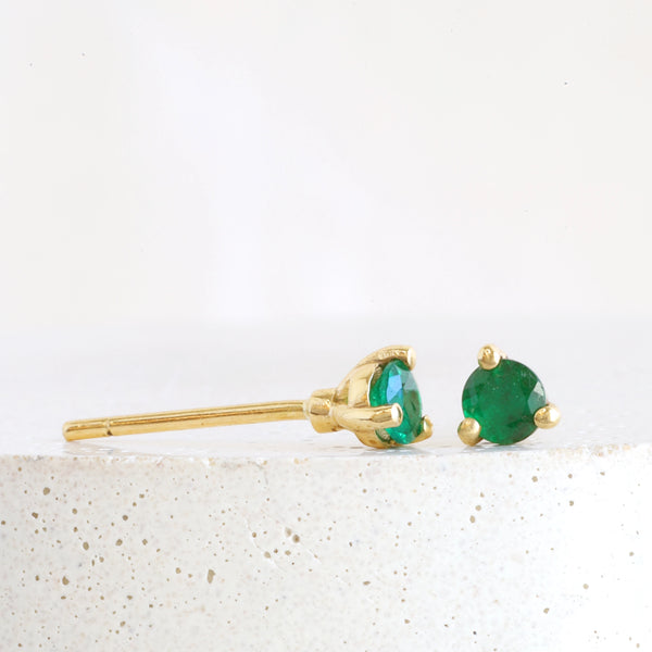 0.22 ct Round Emerald Martini Studs in Yellow Gold