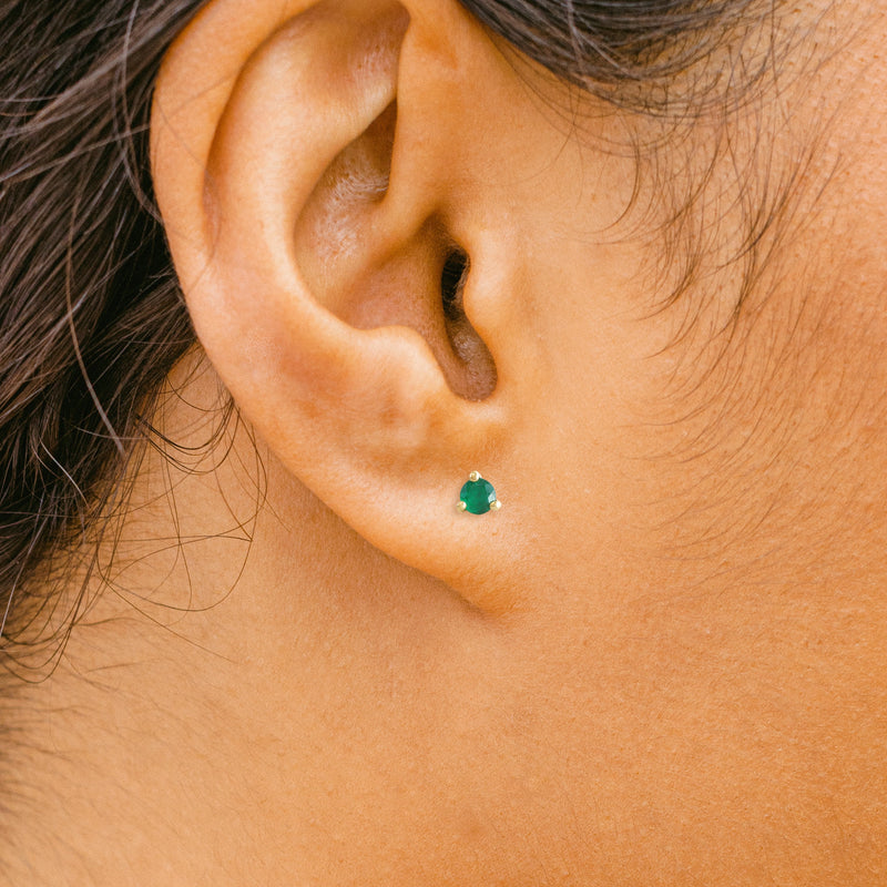 0.22 ct Round Emerald Martini Studs in Yellow Gold