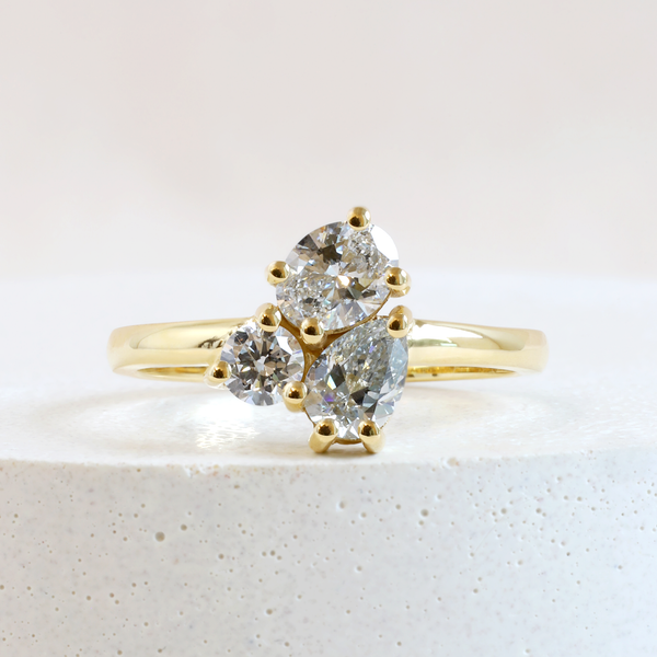 Ethical Jewellery & Engagement Rings Toronto - Oval, Pear & Round Fancy Diamond Cluster Ring in Yellow Gold - FTJCo Fine Jewellery & Goldsmiths