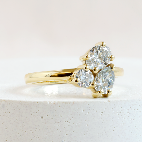 Ethical Jewellery & Engagement Rings Toronto - Oval, Pear & Round Fancy Diamond Cluster Ring in Yellow Gold - FTJCo Fine Jewellery & Goldsmiths