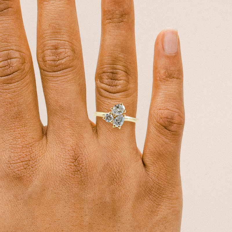 Ethical Jewellery & Engagement Rings Toronto - Oval, Pear & Round Fancy Diamond Cluster Ring in Yellow Gold - FTJCo Fine Jewellery & Goldsmiths
