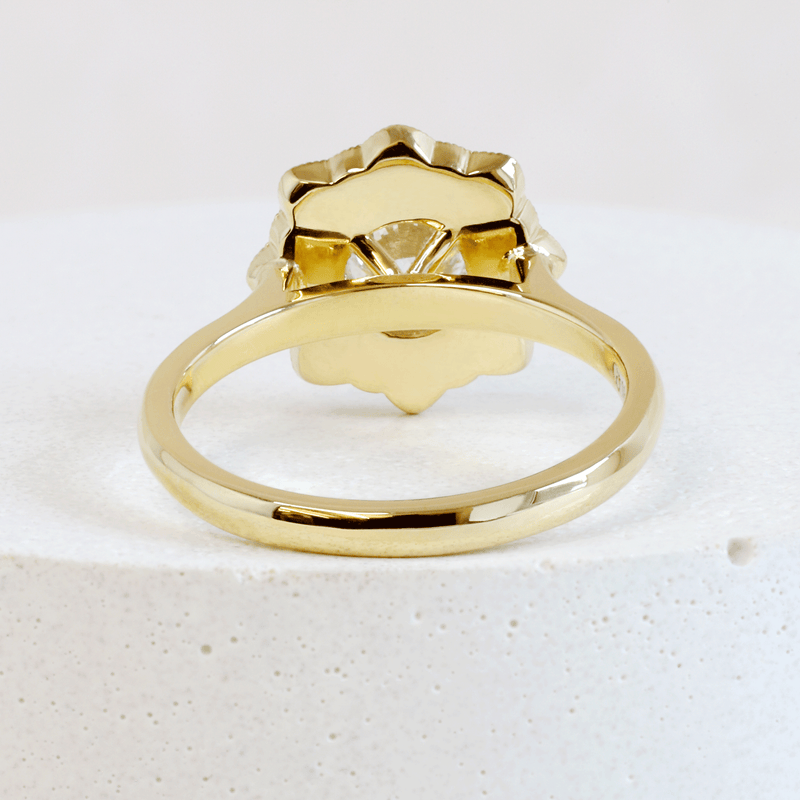 Ethical Jewellery & Engagement Rings Toronto - 0.70 ct G VVS2 Round Brilliant Flora Halo in Yellow Gold - FTJCo Fine Jewellery & Goldsmiths