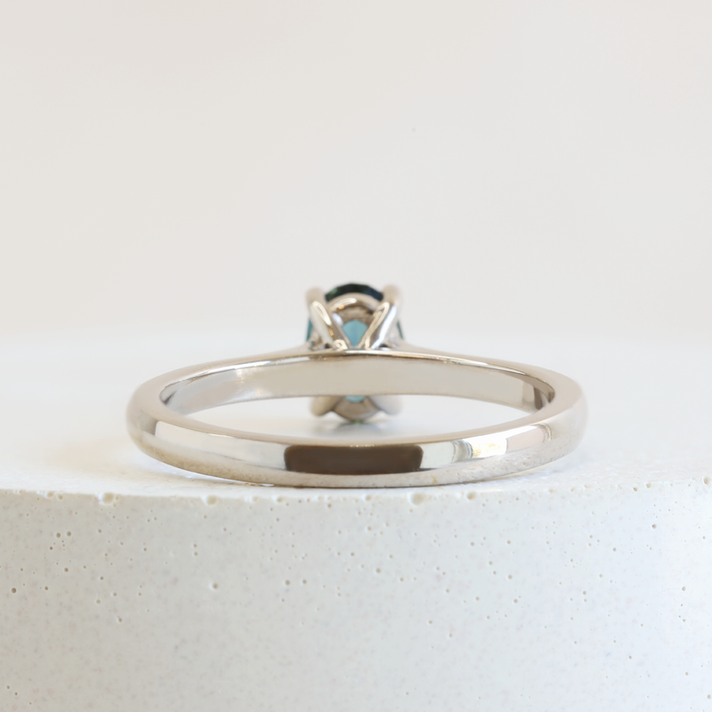 0.62 ct Deep Ocean Blue Oval Traditional Love Note Solitare