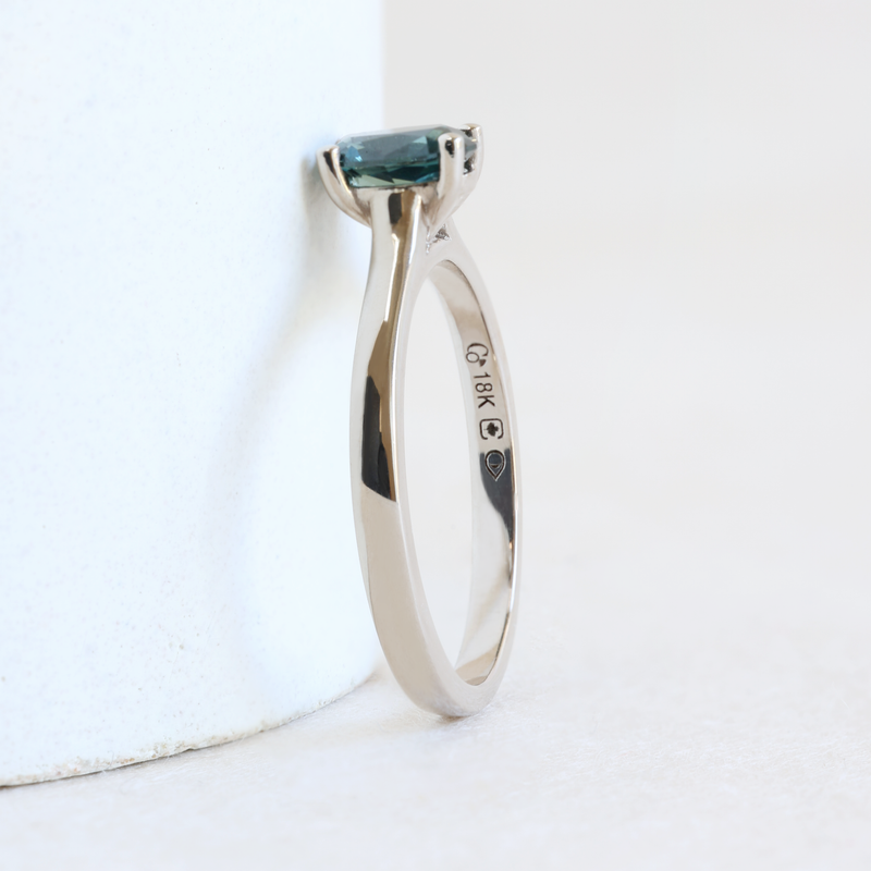 0.62 ct Deep Ocean Blue Oval Traditional Love Note Solitare