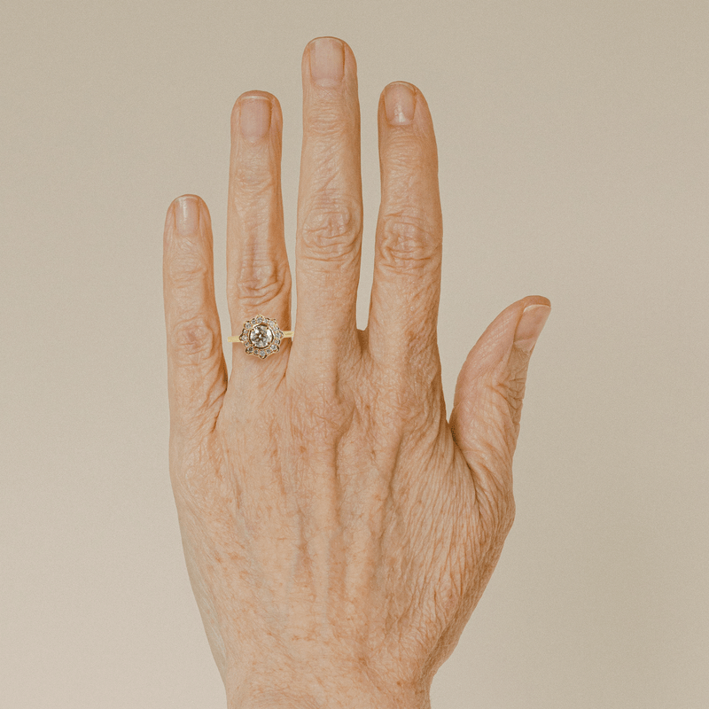 Ethical Jewellery & Engagement Rings Toronto - 0.70 ct G VVS2 Round Brilliant Flora Halo in Yellow Gold - FTJCo Fine Jewellery & Goldsmiths