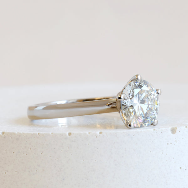 Pre-Loved Five Petal Flower Solitaire in White Gold
