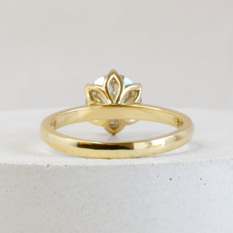 Ethical, Custom Ring-1.51 ct Grey Round Diamond Petal Cathedral