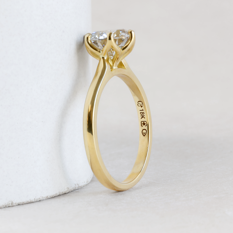 Ethical, Custom Ring-1.51 ct Grey Round Diamond Petal Cathedral
