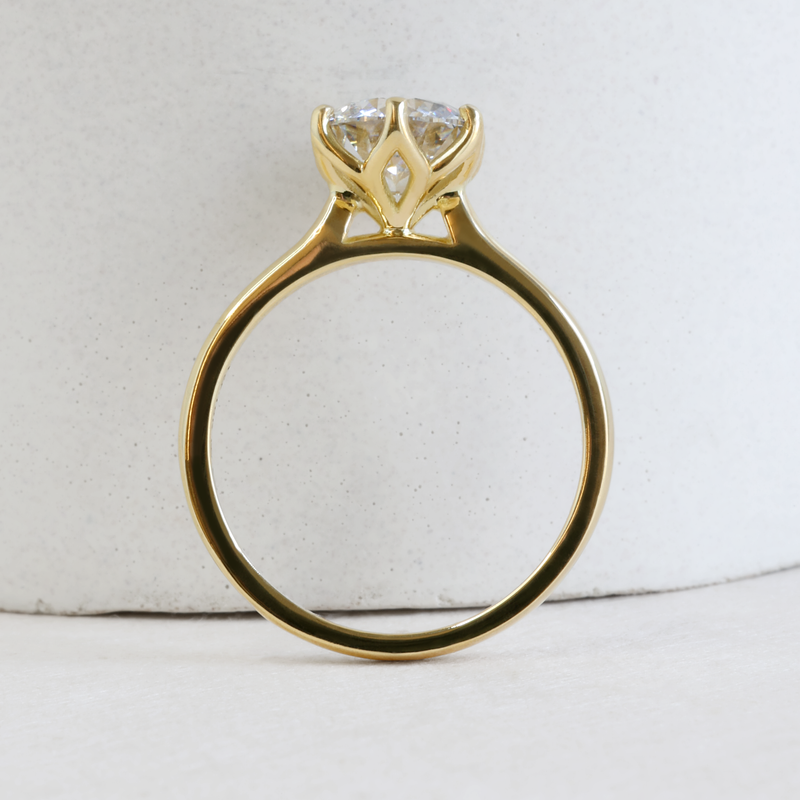 Ethical, Custom Ring-1.51 ct Grey Round Diamond Petal Cathedral