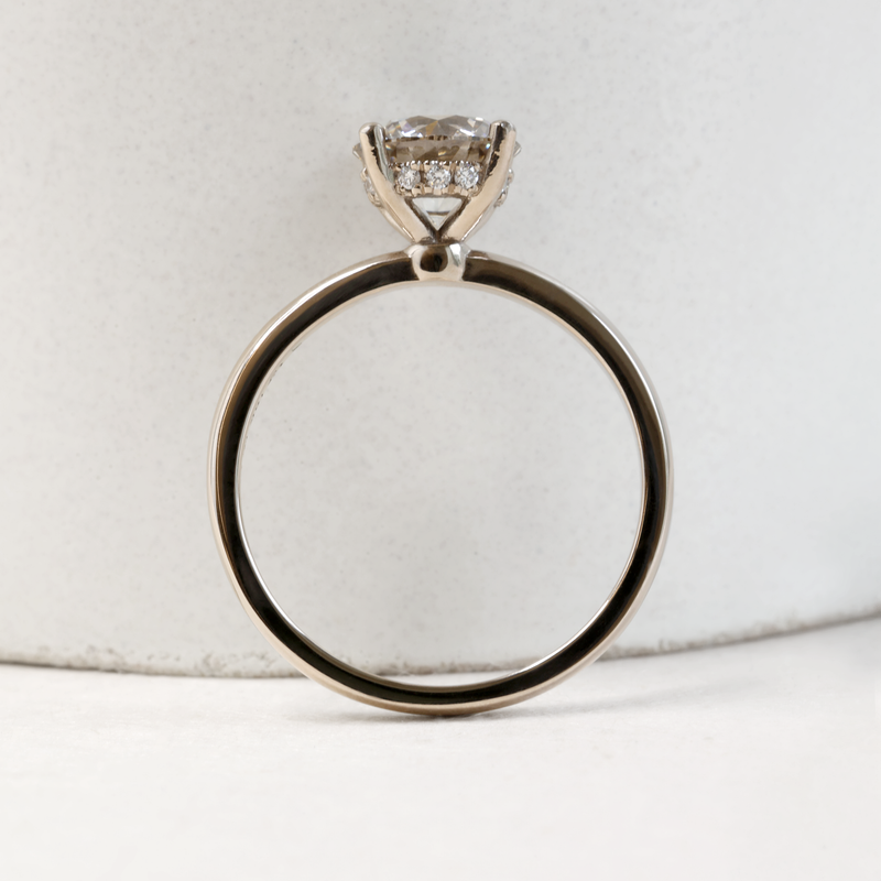 1.25 ct Cool Grey Pietra Round Diamond Hidden Halo in White Gold
