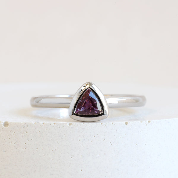 0.53 ct Plum Pink Trillion Bezel Luxe in White Gold