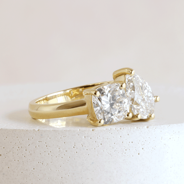 Ethical Jewellery & Engagement Rings Toronto - 1.05 ct Pear & 1.26 ct Cushion Toi Et Moi in Yellow Gold - FTJCo Fine Jewellery & Goldsmiths