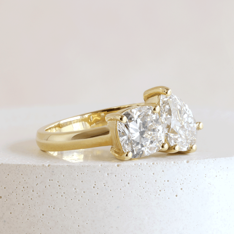 Ethical Jewellery & Engagement Rings Toronto - 1.05 ct Pear & 1.26 ct Cushion Toi Et Moi in Yellow Gold - FTJCo Fine Jewellery & Goldsmiths