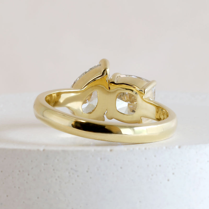Ethical Jewellery & Engagement Rings Toronto - 1.05 ct Pear & 1.26 ct Cushion Toi Et Moi in Yellow Gold - FTJCo Fine Jewellery & Goldsmiths