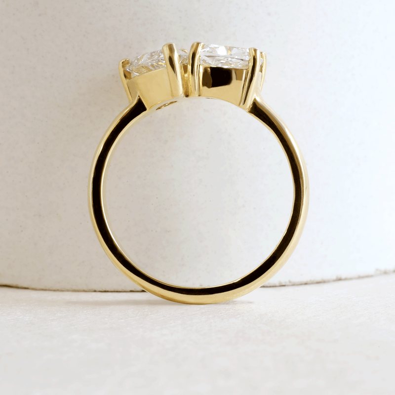Ethical Jewellery & Engagement Rings Toronto - 1.05 ct Pear & 1.26 ct Cushion Toi Et Moi in Yellow Gold - FTJCo Fine Jewellery & Goldsmiths