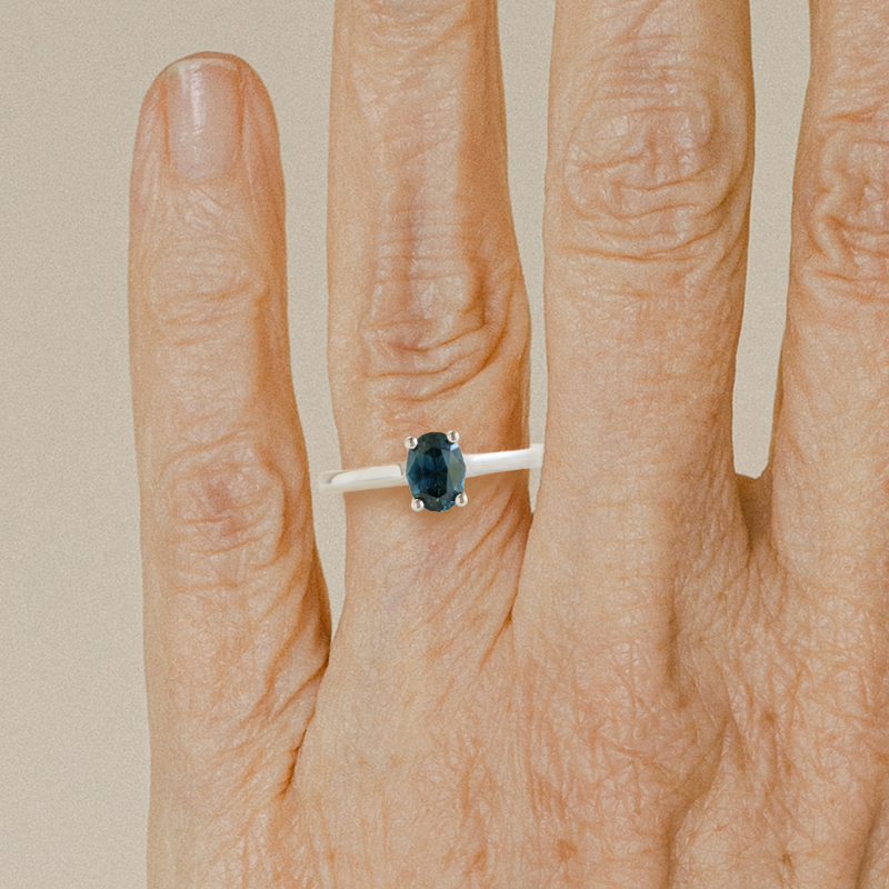 0.62 ct Deep Ocean Blue Oval Traditional Love Note Solitare