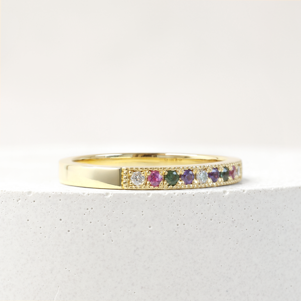 Confetti Gemstone Band in Yellow Gold