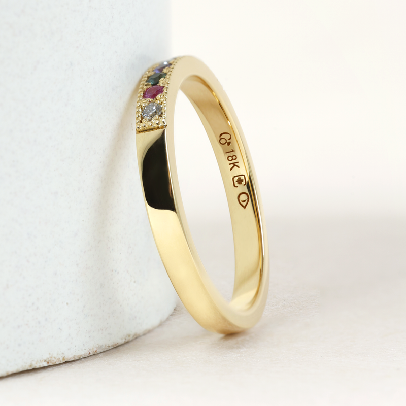 Confetti Gemstone Band in Yellow Gold