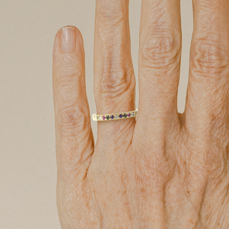 Confetti Gemstone Band in Yellow Gold
