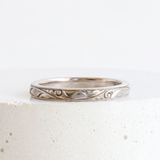 Ethical Jewellery & Engagement Rings Toronto - Scroll Pattern Band in White Gold - FTJCo Fine Jewellery & Goldsmiths