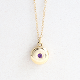 Ethical Jewellery & Engagement Rings Toronto - Amethyst (February) Birthstone Round Amulet Pendant In Yellow Gold - FTJCo Fine Jewellery & Goldsmiths