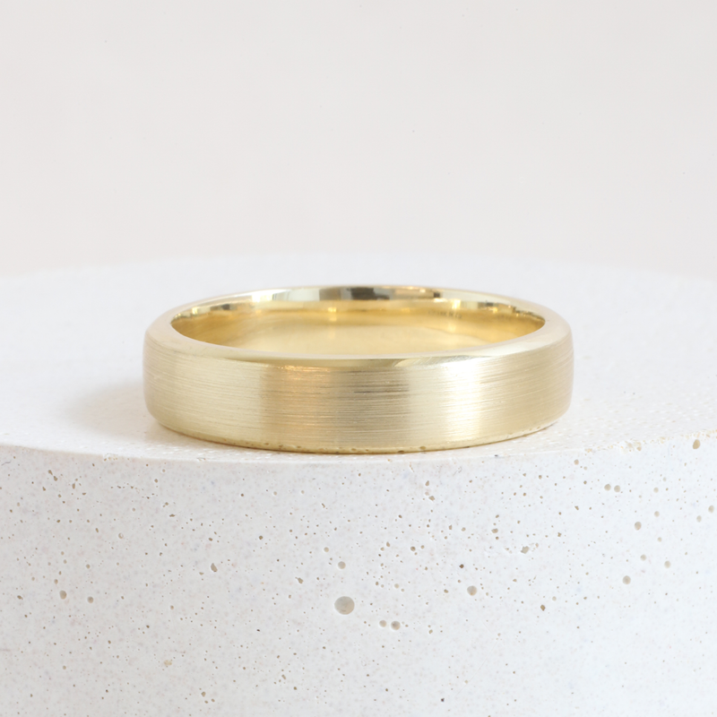Ethical Jewellery & Engagement Rings Toronto - Bevelled 5 mm Wide Low Dome Band in Yellow Gold - FTJCo Fine Jewellery & Goldsmiths