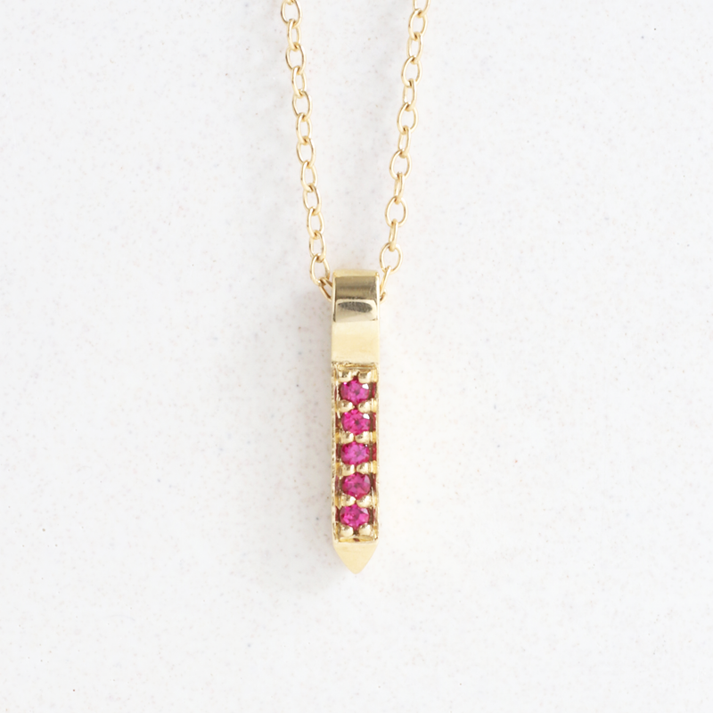 Ethical Jewellery & Engagement Rings Toronto - Ruby (July) Quill Pendant in Yellow Gold - FTJCo Fine Jewellery & Goldsmiths
