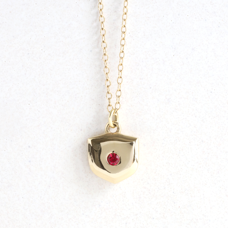 Ethical Jewellery & Engagement Rings Toronto - Ruby (July) Birthstone Shield Amulet Pendant - FTJCo Fine Jewellery & Goldsmiths