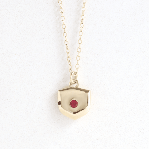 Ethical Jewellery & Engagement Rings Toronto - Ruby (July) Birthstone Shield Amulet Pendant - FTJCo Fine Jewellery & Goldsmiths
